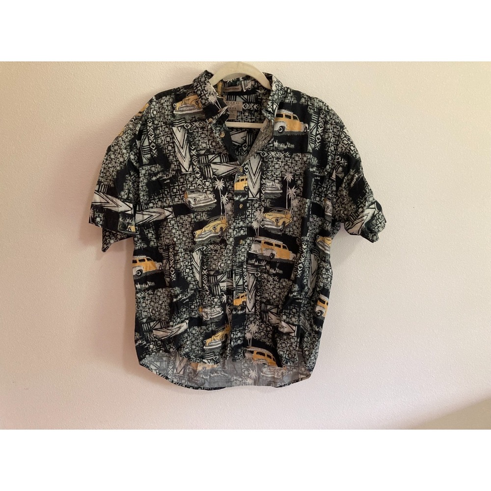 Natural Issue Cars Automobile Button Up Shirt Size L Large Men Short Sleeve